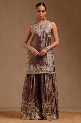 Soch Womens Purple Fendi Embroidered Suit Set With Thread Work