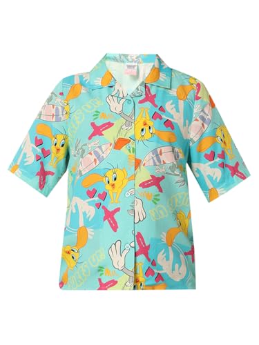 VERO MODA Girls Graphic Print Viscose Blue Shirt
