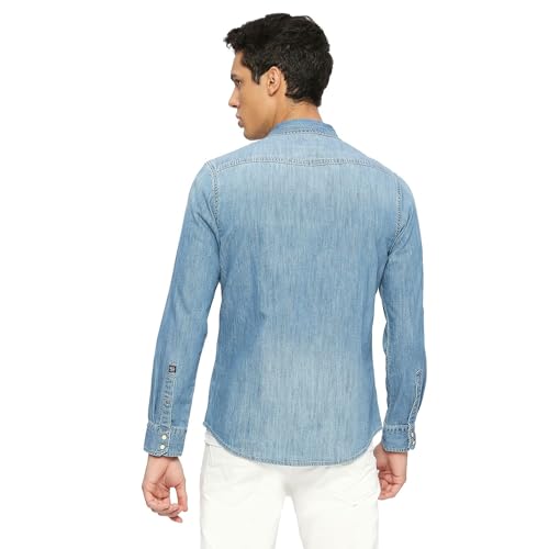 Pepe Jeans Men's Cotton Regular Fit Denim Shirts, Blue, Small