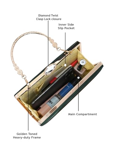 TOOBA Green Handicraft Beautiful Bling Box Clutch Bag for Wedding, Gift Family & Friends