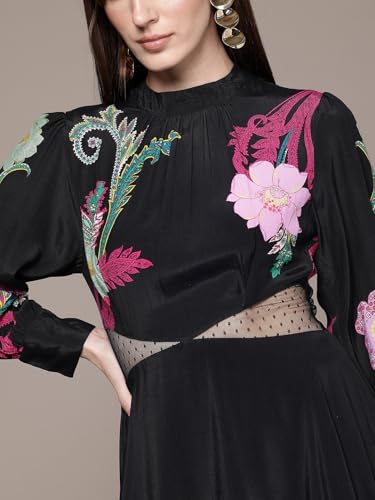 Label RITU KUMAR Black Jessie Crew Neck Long Dress