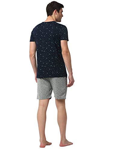 VIMAL JONNEY Cotton Blend Night Suit Co-ord Set for Men with Round Neck Half Sleeve T-Shirt and Short-T_P1NVY_D11_P1MLG_02-M