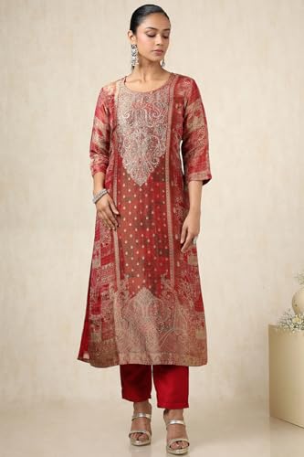 Soch Women's Dola Silk Salwar Suit Set (EWS5CD21718_Maroon_M)