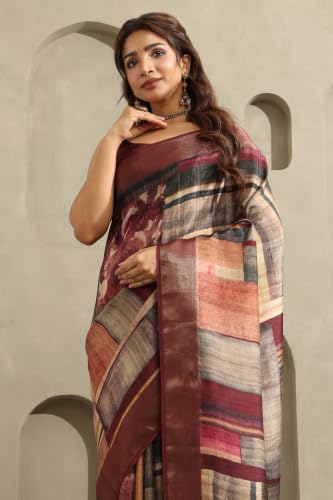Soch Womens Multicolour Viscose Geometric Printed Saree
