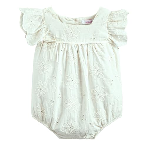 Hopscotch Baby Girls Floral Print Short Sleeves Ivory Bodysuits For Ages (3-6 Months)