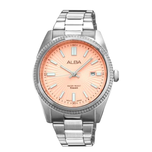 Alba Women Pale Peach Patterned Dial-AH7CL5X1