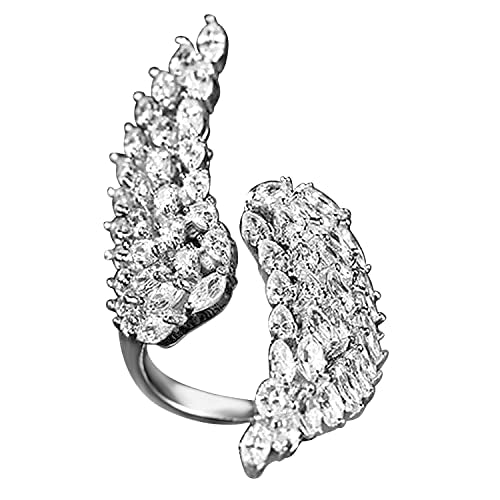 Peora American Diamond Studded White Plated Finger Ring Fashion Wear Stylish Jewellery Gift for Girls & Women (PX8R72-7)