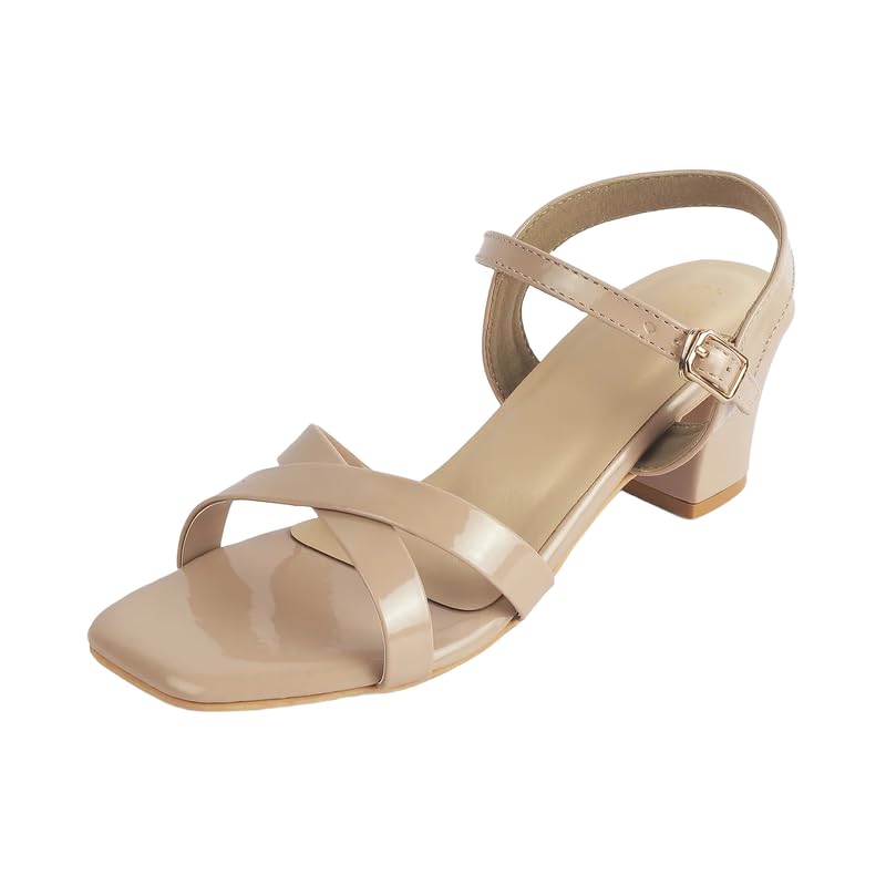 tresmode Roc Women's Beige Dress Block Heel Sandals in Size 3 UK / 36 EU
