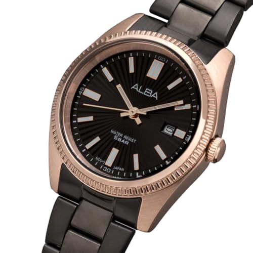 Alba Black & Gold Patterned Dial-AH7CW4X1