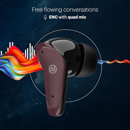 Noise Buds VS102 Plus Wireless Earbuds, Bluetooth Earbuds with 70H Playtime, Quad Mic ENC for Clear Calls, 11mm Drivers, Deep Bass, Instacharge, Bluetooth v5.3 (Deep Wine)