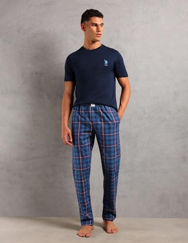 U.S. POLO ASSN. Mens Solid Cotton Sleep Sets(Navy|Navy M