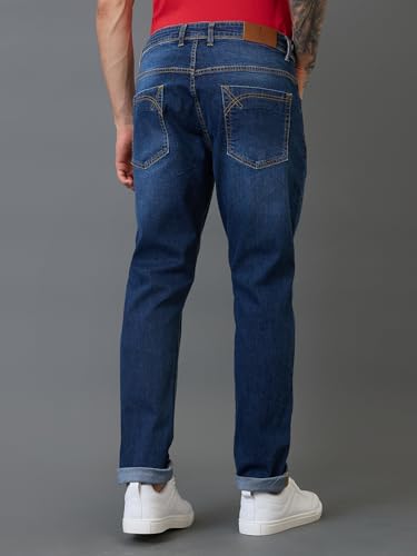 Giordano Men Mid Blue Cotton Regular Fit Mid-Rise Jeans