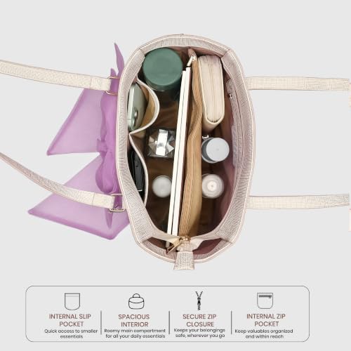 Caprese X Emily in Paris Ellen Large Tote Shoulder Bag for Women with Multi-Compartment Interior, Handbag for Work, Travel & Occasion& Exclusive Parisian Metal Charm