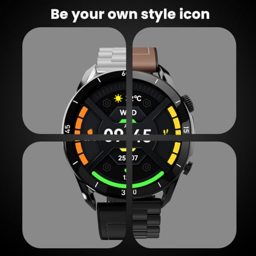 Fire-Boltt Legacy Luxury Round Smart Watch 1.43″ Super AMOLED, Bluetooth Calling, Wireless Charging, Voice Assistant, SPO₂ & Heart Rate Monitor, 110+ Sports Modes, Smart Watch for Men & Women - Black