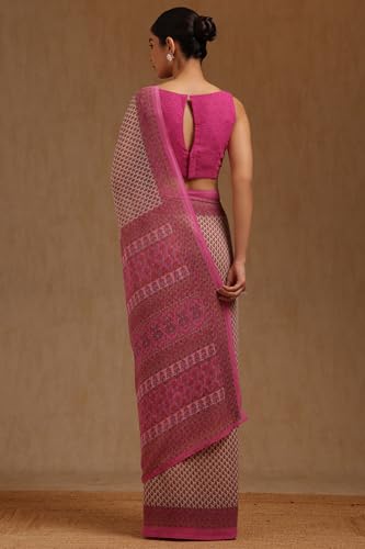 Soch Womens Magenta Georgette Floral Print Saree