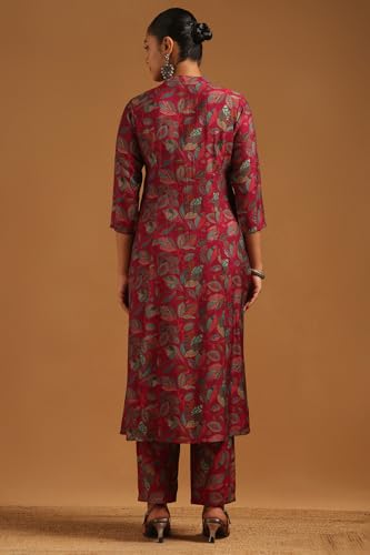 Soch Womens Fuchsia Muslin Botanical Printed Co-Ords Set