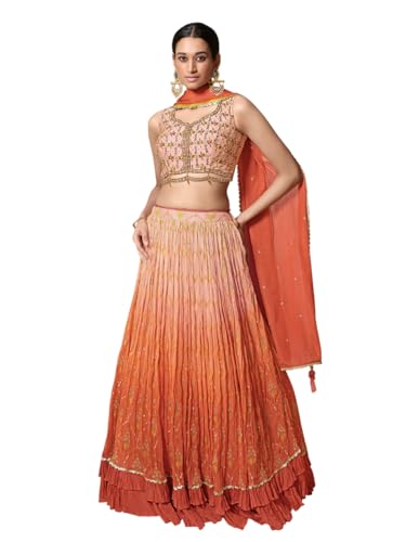 Woman's Classy peach shaded lehenga choli