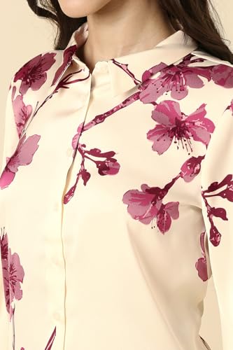 Women Beige Print Long Sleeves Shirt