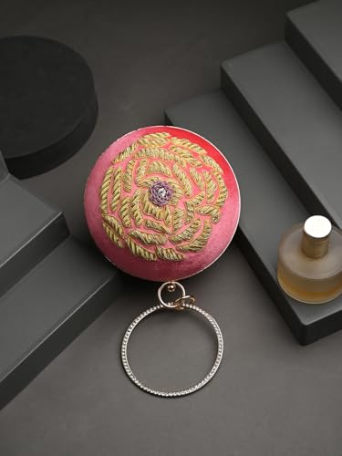 TOOBA Women's Synthetic Pink Rose Handicraft Beautiful Bling Box Clutch Bag for Wedding, Banquet, Gift Family, & Friends