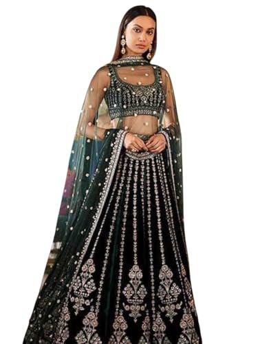 Women's Green color Designer Thread, Zari Embroidery & Sequence work Lehenga Choli