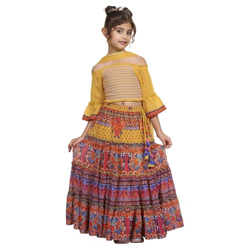 Biba Girl's Polyester Lehenga Set (KWPRSMKT6453AW25MLTI_Multicolor_8 9 Years)