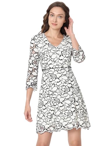VERO MODA Women Floral Print White Cotton Above Knee Length A-Line Dress
