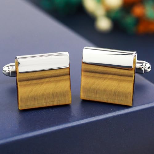 Peluche Natural Tiger's Eye Stone (Semi-precious) Cufflinks for Men