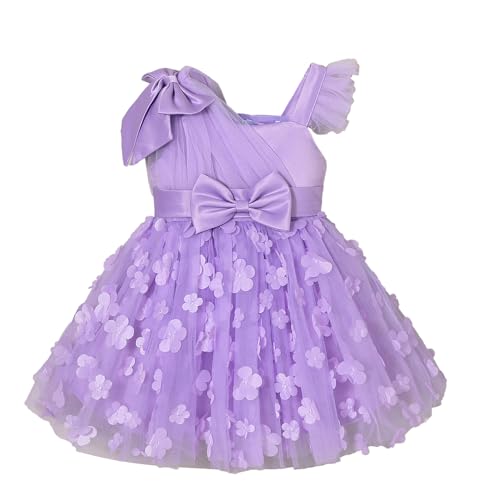Hopscotch Girls Lilac Short Sleeves Floral Applique Party Dress for Age (3-4 Years)