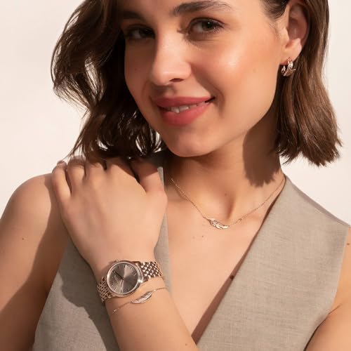 Olivia Burton Classic Swirl Qtz Basic Mushroom Round Dial Women's Watch|Ionic Plated Rose Gold Steel Material|Rose Gold Color Band - 24000131