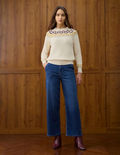 U.S. POLO ASSN. Patterned Knit Regular Fit Sweater (UWAW25SWE214_White_S)