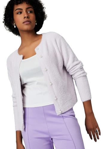 Max Women's Polyester Blend Casual Cardigan Sweater (SFS3404_Lavender