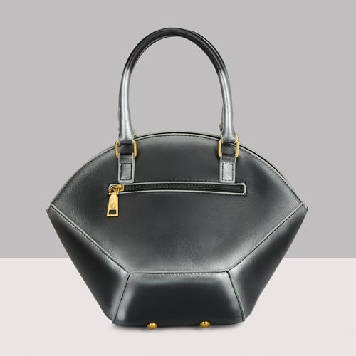 Caprese Dee Medium Satchel Handheld Bag for Women with Adjustable & Detachable Strap | Premium Metal Logo & Back Zipper Pocket | Stylish and Functional Design | Perfect for Daily Use (Black)