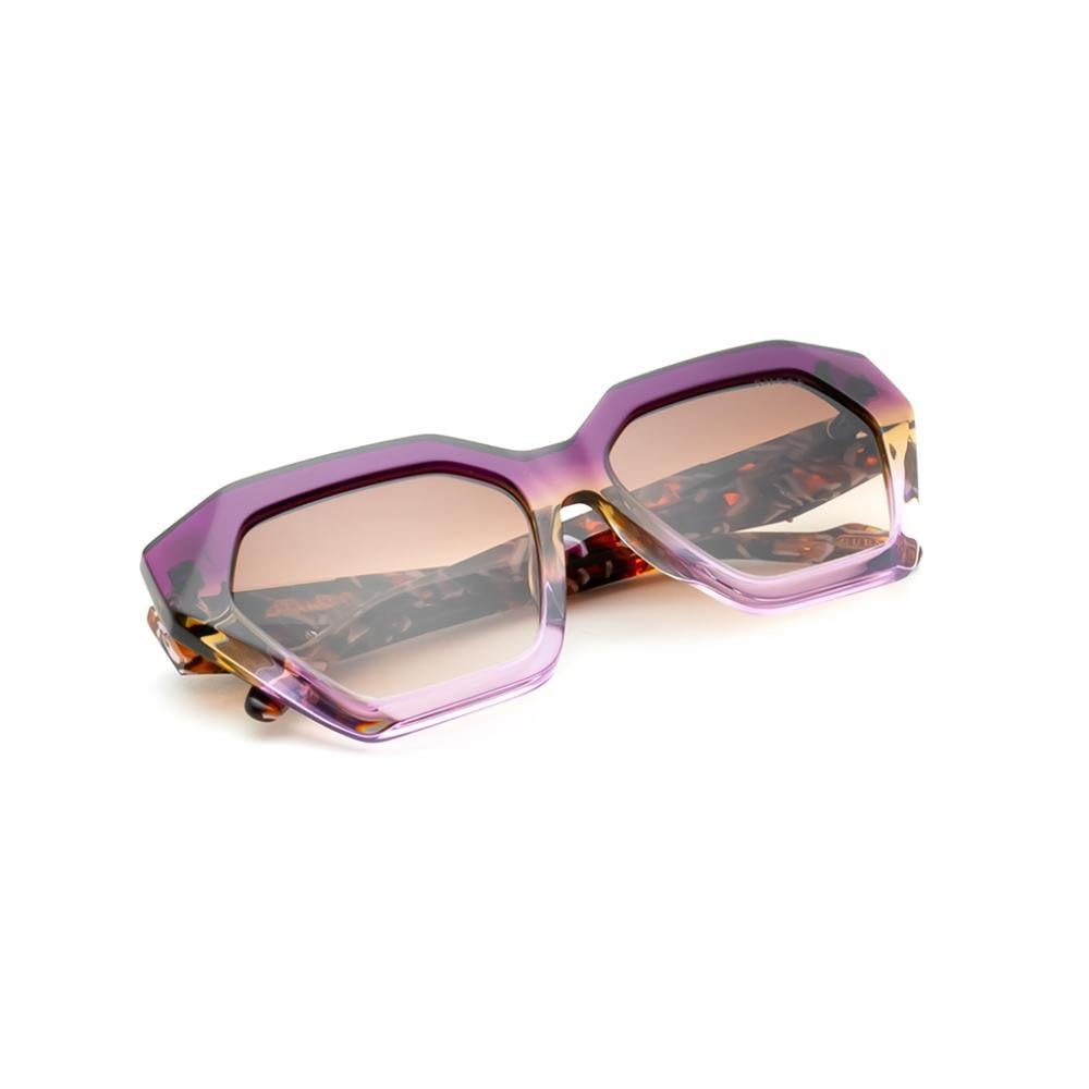 GUESS 100% UV protecetd | Gradient | Large | Full Rim | Hexagonal | Frame: Purple | Lens: Brown