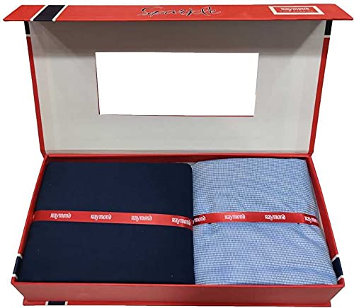 Raymond Fabrics Pant Shirt Fabric Combo Box ( Blue Pant-Shirt, Unstitched , Free Size), Solid