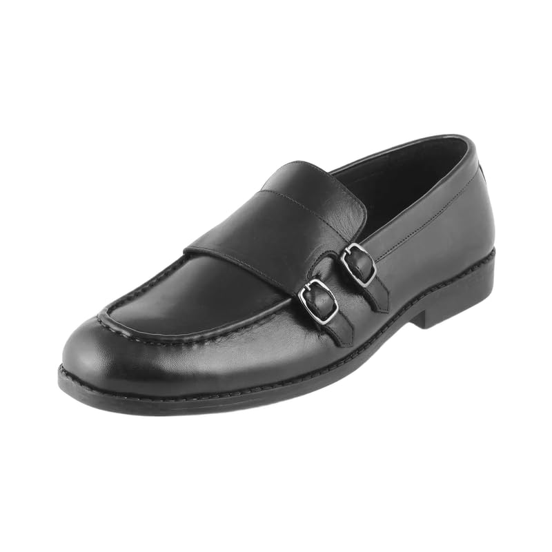 tresmode Bondy Black Men's Double Monk Shoes in Size 11 UK (45 EU)
