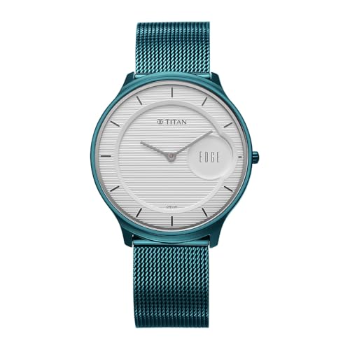 Titan Edge White Round Dial Stainless Steel Watch for Men - 1843QM08