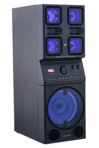 TECHXEWOO Party Blaster 500 Powerfull 200 WATTS Home Theatre Single Tower Party Speaker System with Dynamic Disco Lights, Bluetooth,USB, Digital FM, INBUILT Karaoke,MIC Port�