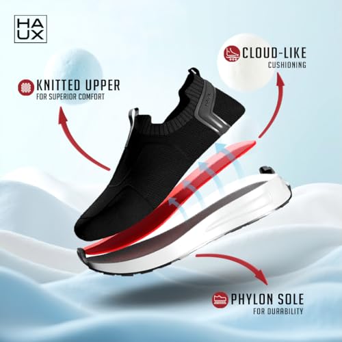 HAUX Men’s Slip-On Running Shoes | Lightweight Sports Sneakers with Memory Foam Cushioning | Walking, Gym, Jogging, Training | Ultra Comfort & Style (Blue, UK Footwear Size System, Adult, Men, Numeric, Medium, 10)