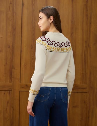 U.S. POLO ASSN. Patterned Knit Regular Fit Sweater (UWAW25SWE214_White_S)