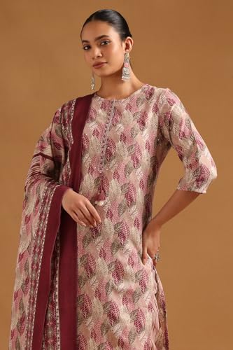 Soch Womens Multi Linen Blend Botanical Salwar Suit With Mirror