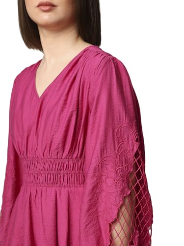 ONLY Women Self Design Casual Pink Fit and Flare Dress