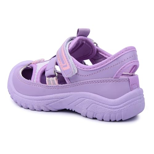 Myau Ryan Girls' Sandals, Mesh Breathable Summer Sandal with Hook & Loop Strap (Purple, UK Footwear Size System, Little Kid, Women, Numeric, Medium, 9)