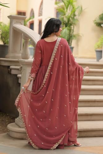 Pristiq Fashion Faux Embrodary work Anarkali Gown With Sharara set For Women // Ethnic Wear (IN, Alpha, 2XL, Regular, Onian)