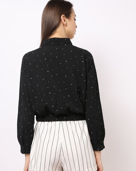 Striped Shirt with Mandarin Collar