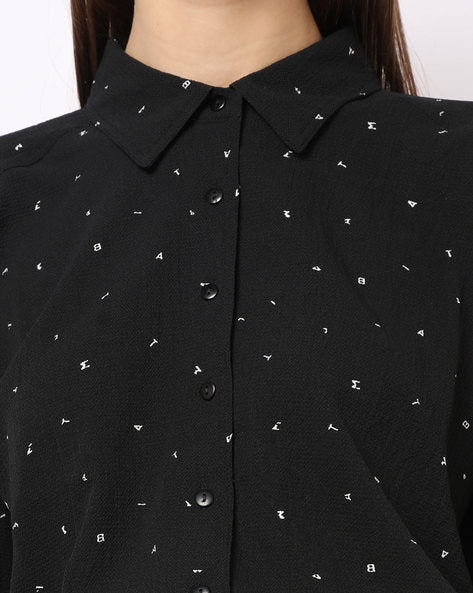 Striped Shirt with Mandarin Collar