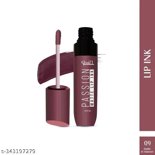 Glam21 Passion Matte Lip Ink | Upto 12-Hour Color Stay | Lightweight & Comfortable | Non-Sticky And Non-Drying - 09 Matte In Maroon,6gm