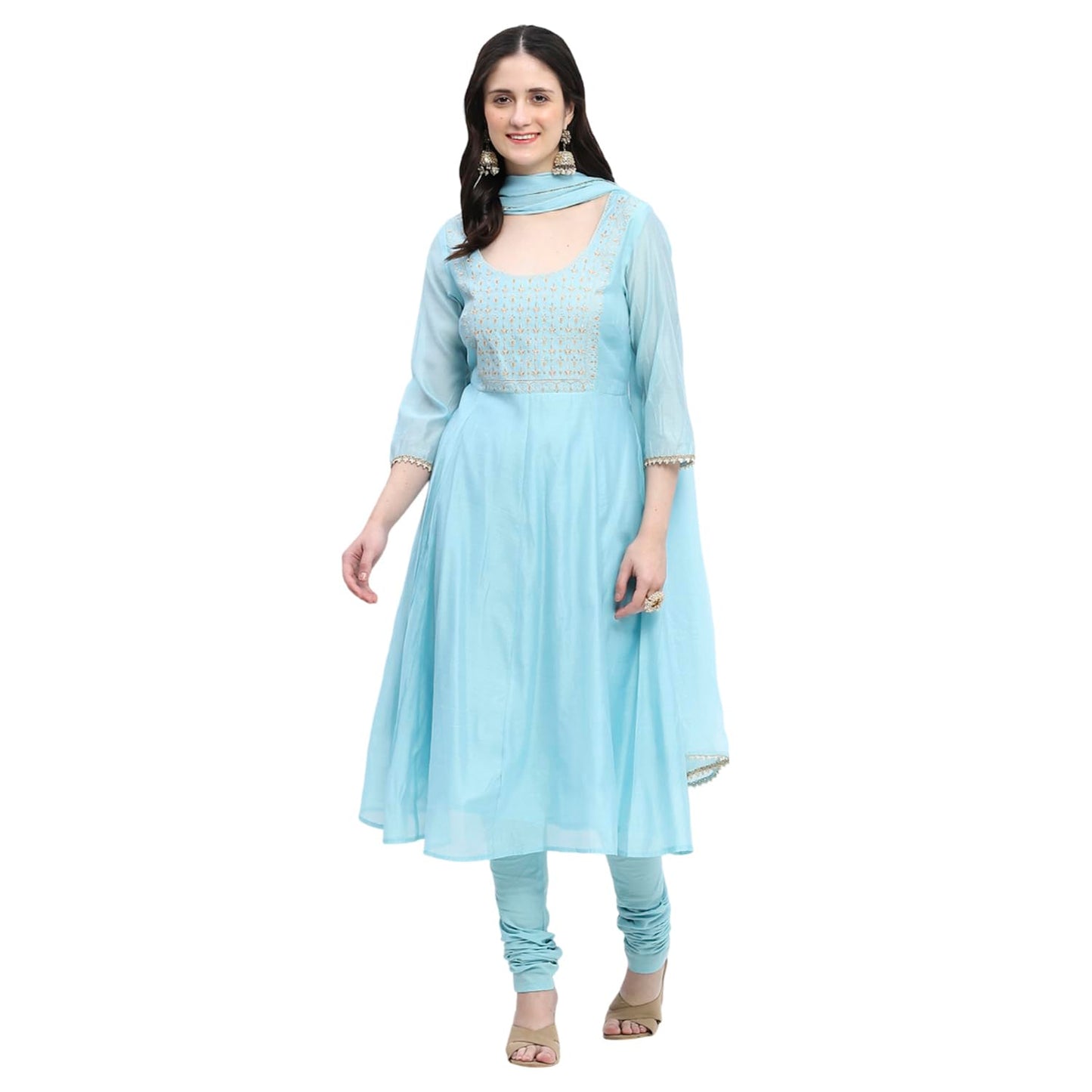 BIBA Women's Polyester Kurta Sets (SKD8799OAW24POBLU_Blue