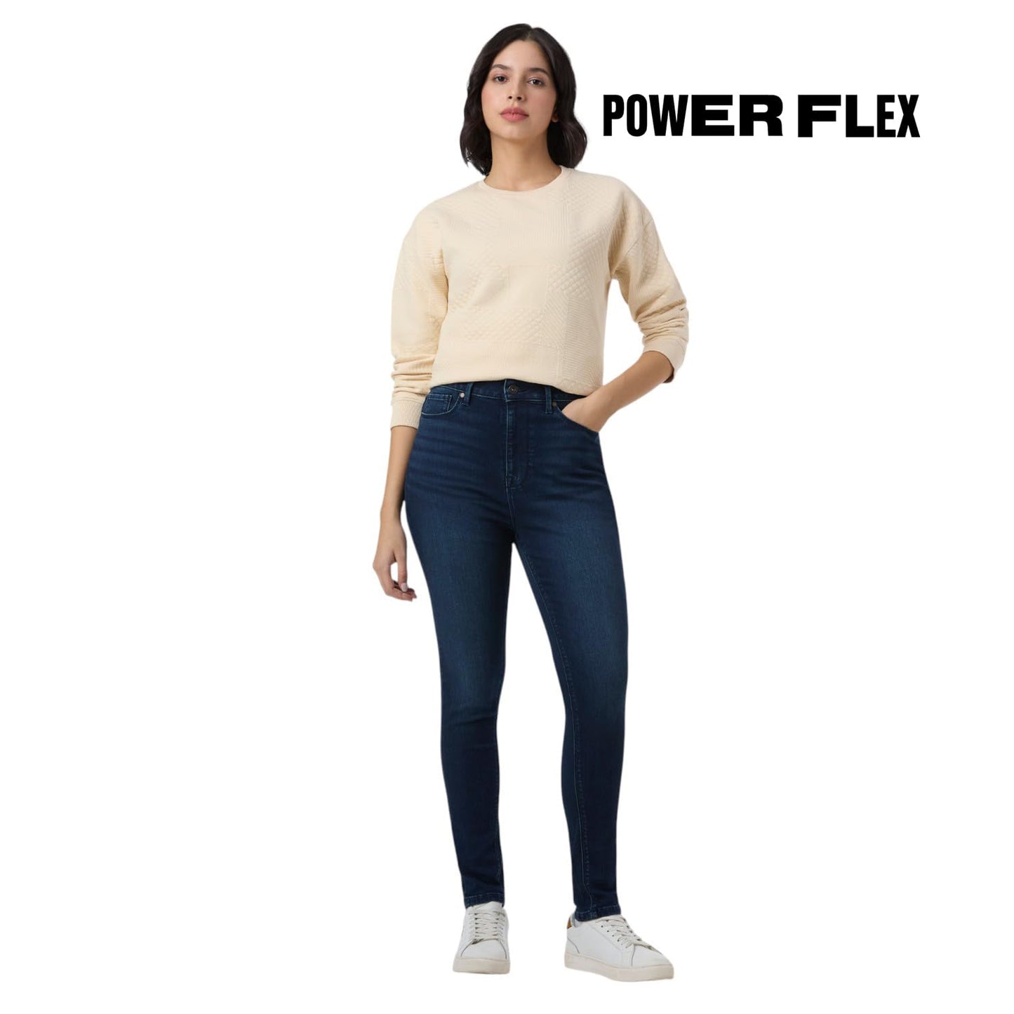 Women Dark Blue High Rise Skinny Fit Powerflex Jeans