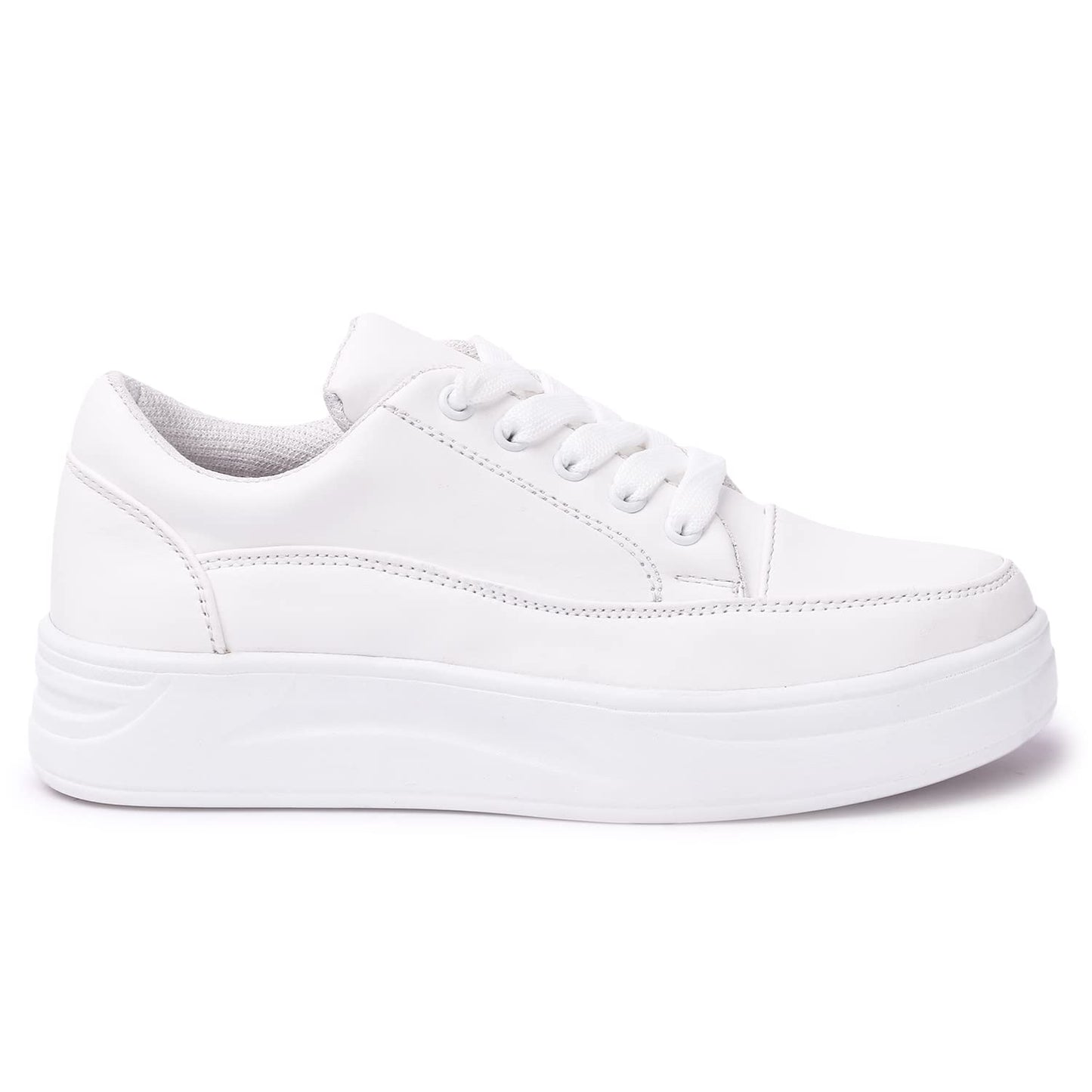LENSBURY Women's Shoes for Walking Gym Training, Casual, Sports, Slip-On, Lightweight Lace up Athletics Slipon Running Sneaker for Ladies and Girls LBCNV7018WT-36 White