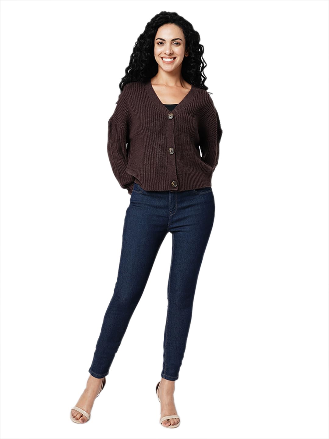 VERO MODA Women Solid Dark Blue Cotton Skinny Fit Ankle Length High Rise Jeans